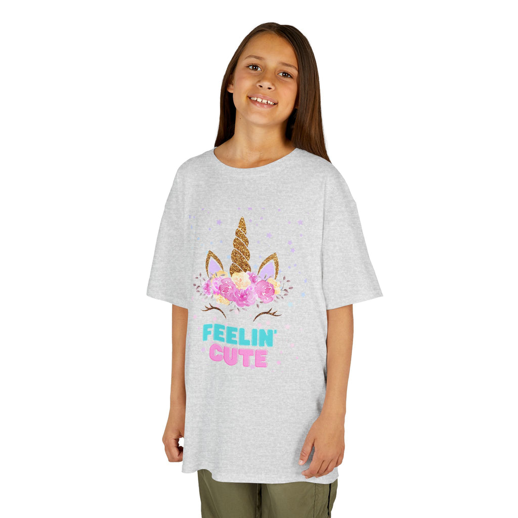 Kids Unicorn T-Shirt - Feelin' Cute | Fun Gift for Girls | Birthday Party Tee, Toddler Apparel, Cute Unicorn Shirt