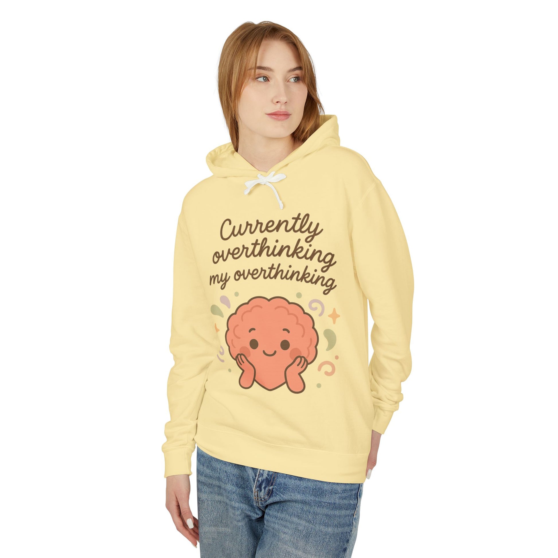 Cute Overthinking Sweatshirt with Rolled Shoulders