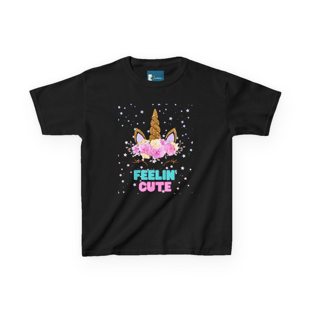 Kids Unicorn T-Shirt - Feelin' Cute | Fun Gift for Girls | Birthday Party Tee, Toddler Apparel, Cute Unicorn Shirt