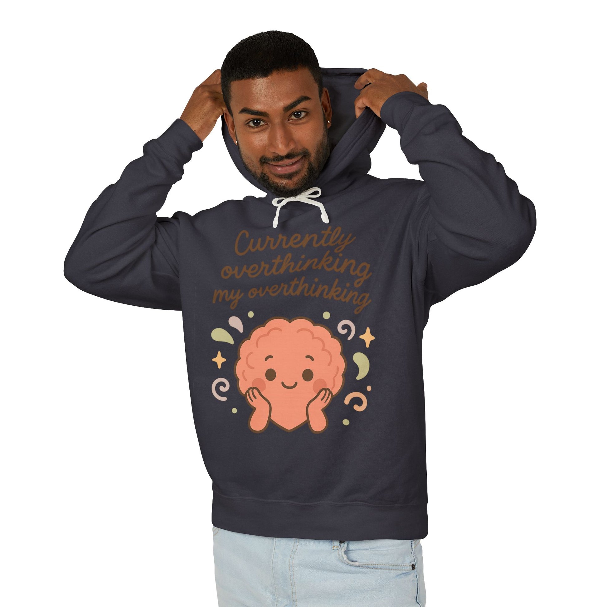 Cute Overthinking Sweatshirt with Rolled Shoulders