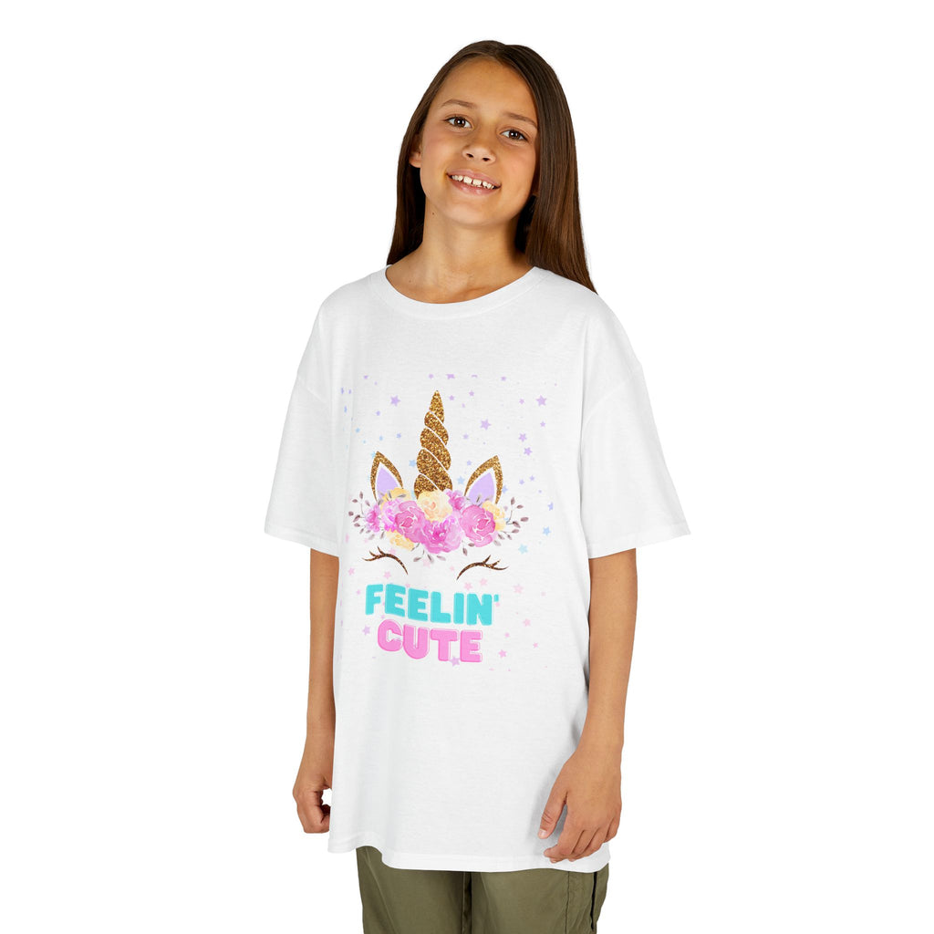 Kids Unicorn T-Shirt - Feelin' Cute | Fun Gift for Girls | Birthday Party Tee, Toddler Apparel, Cute Unicorn Shirt