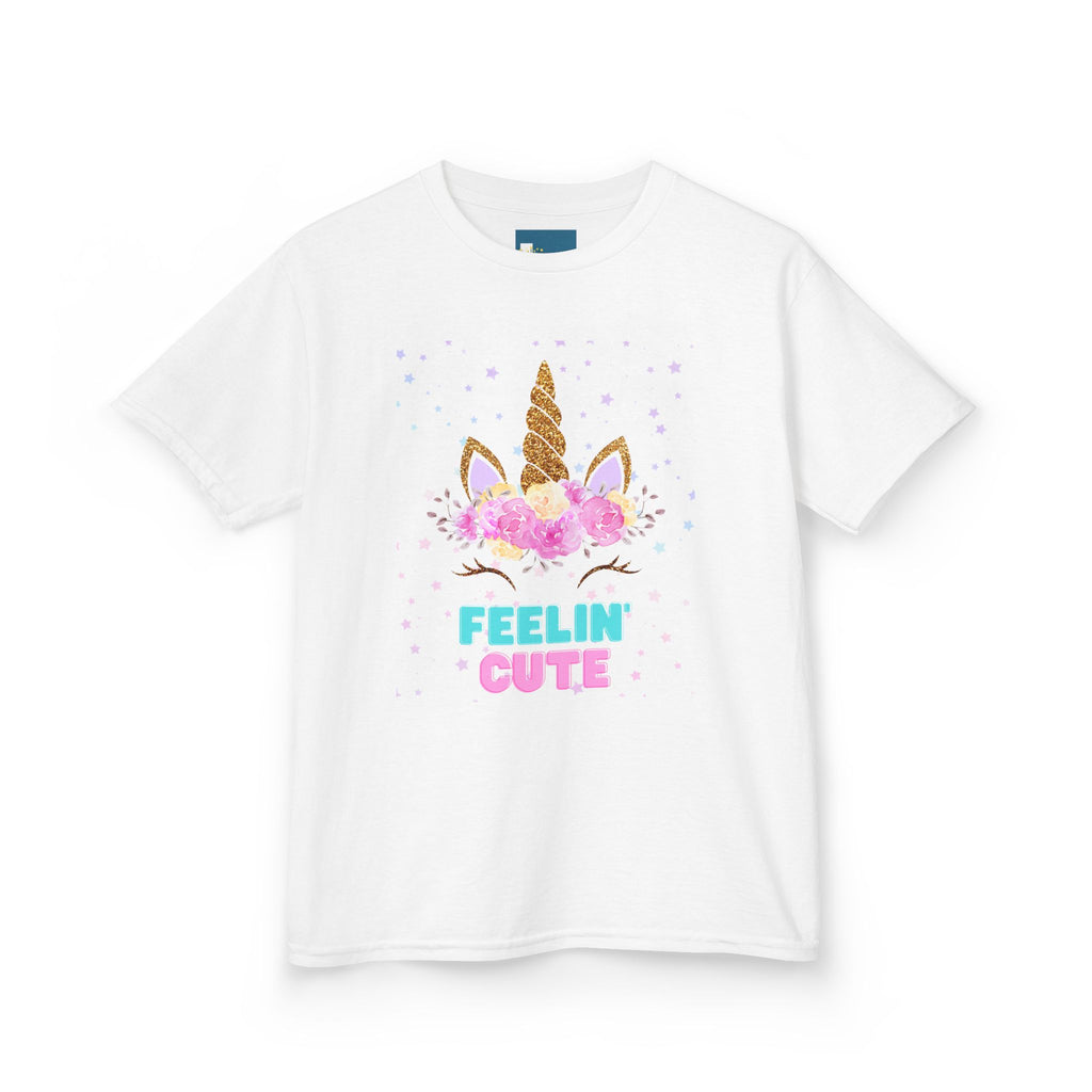 Kids Unicorn T-Shirt - Feelin' Cute | Fun Gift for Girls | Birthday Party Tee, Toddler Apparel, Cute Unicorn Shirt
