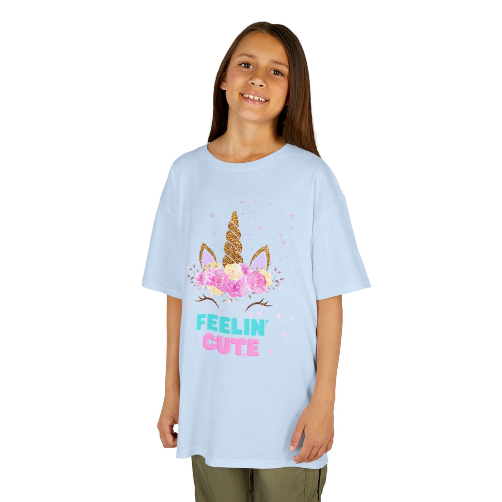 Kids Unicorn T-Shirt - Feelin' Cute | Fun Gift for Girls | Birthday Party Tee, Toddler Apparel, Cute Unicorn Shirt