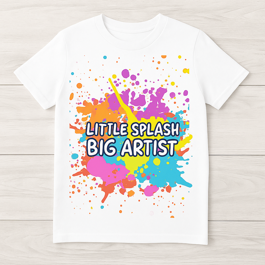 Little Splash Big Artist Kids Tee Shirt Colorful Art Paint Splatter Tee for Young Creatives