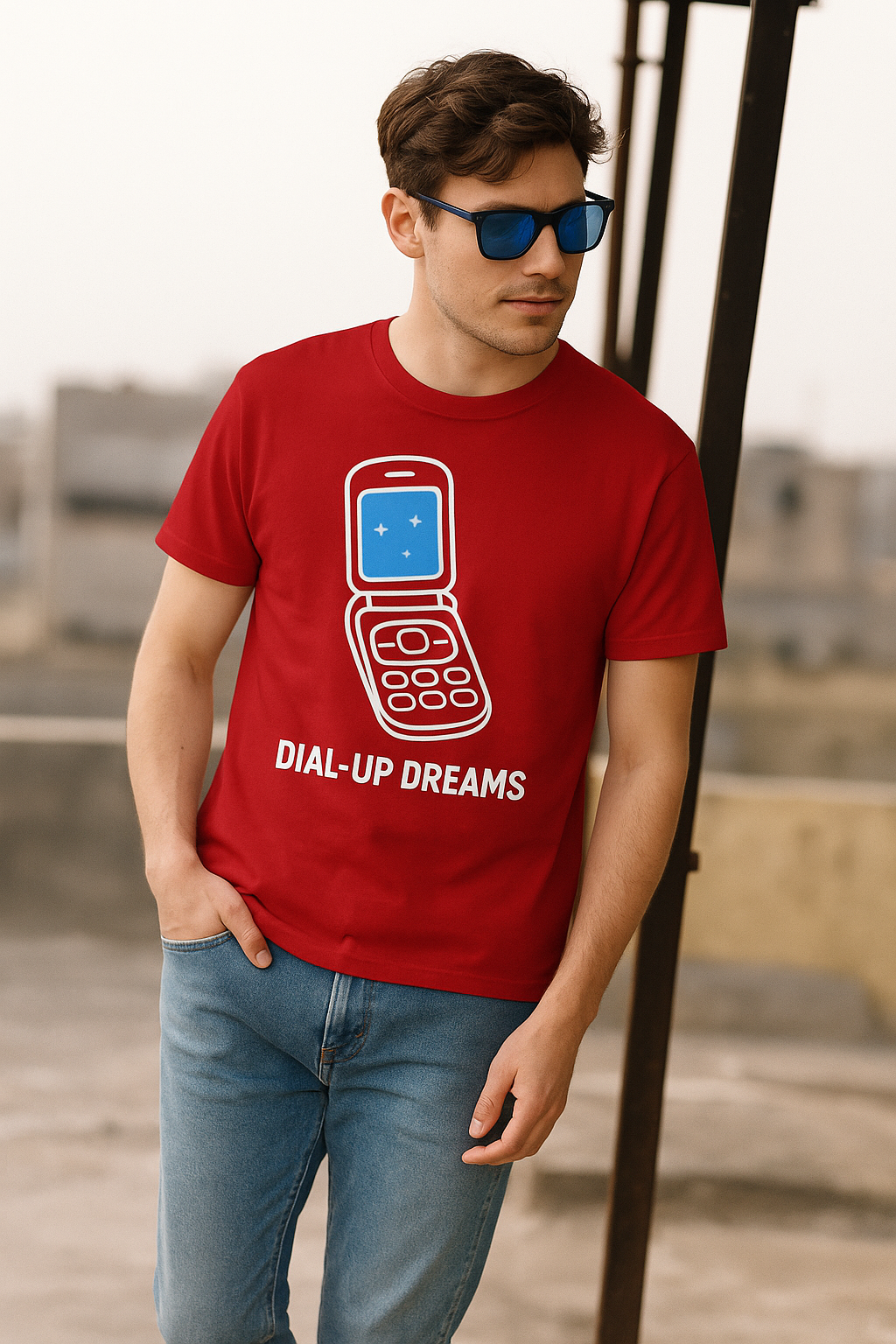 Dial-Up Dreams Y2K Retro Flip Phone T-Shirt Unisex Tech Nostalgia Tee