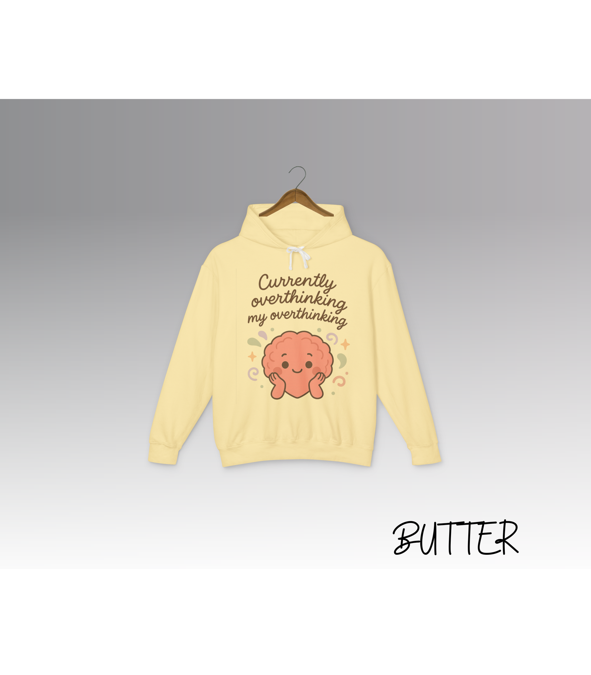 Cute Overthinking Sweatshirt with Rolled Shoulders